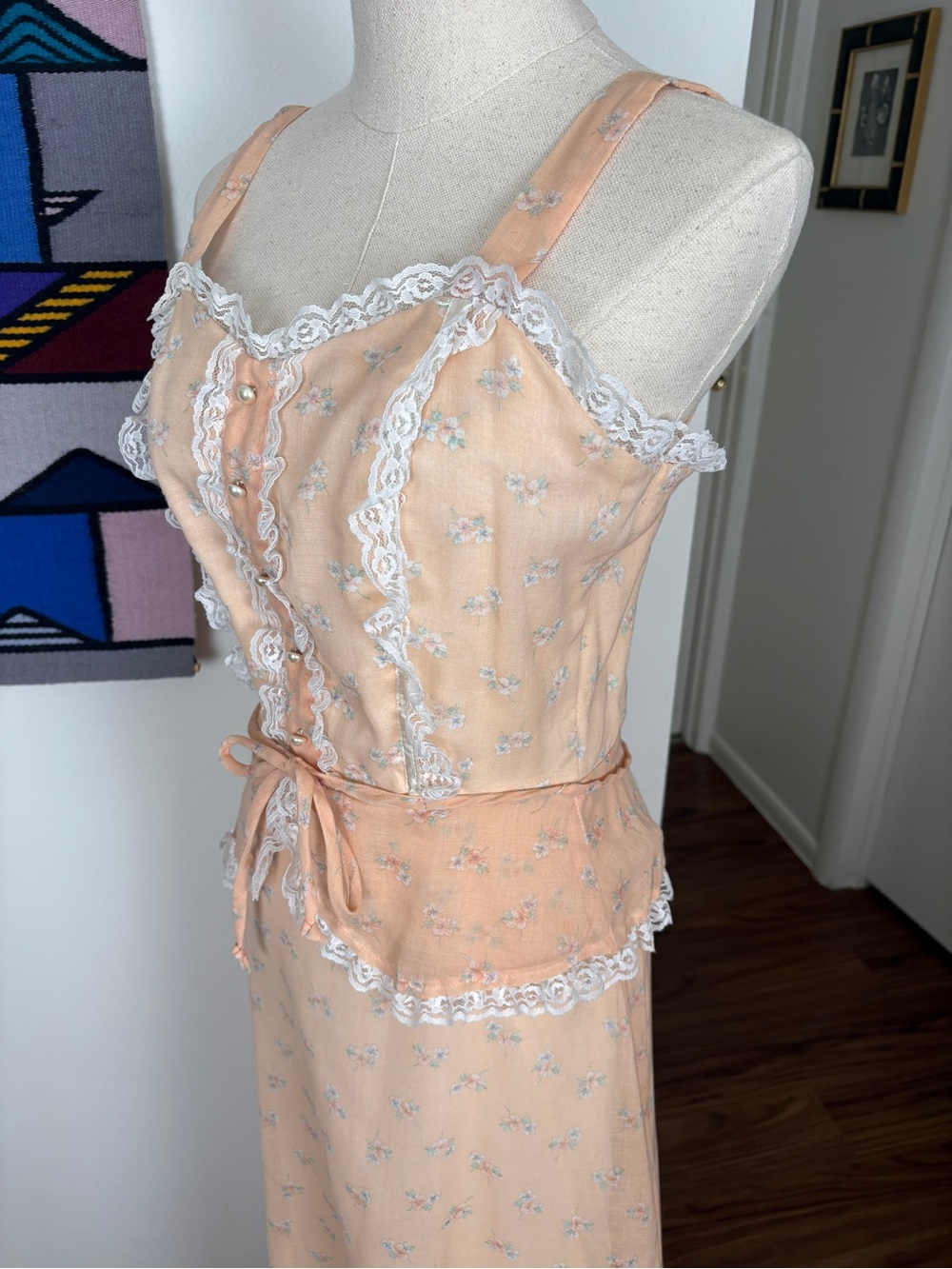 VTG 70s Prairie Gunne Sax-style Maxi Dress with Ruffles and Sweetheart Neckline - Picture 4 of 12